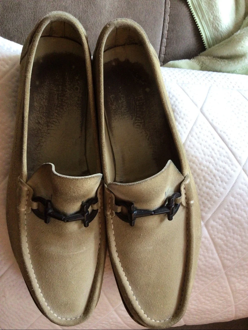 Salvatore Ferragamo Tan Suede Bit Loafers